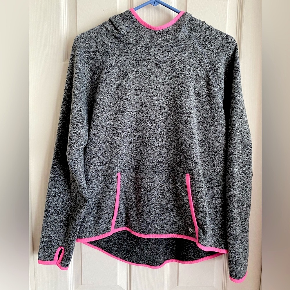 Xersion Sweater Knit Hoodie Girl’s 20 PLUS Pullover Thumbholes Black Pink